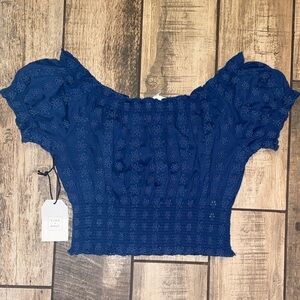 Cleo + Wolf Women's Blue Off-Shoulder Top 🆕